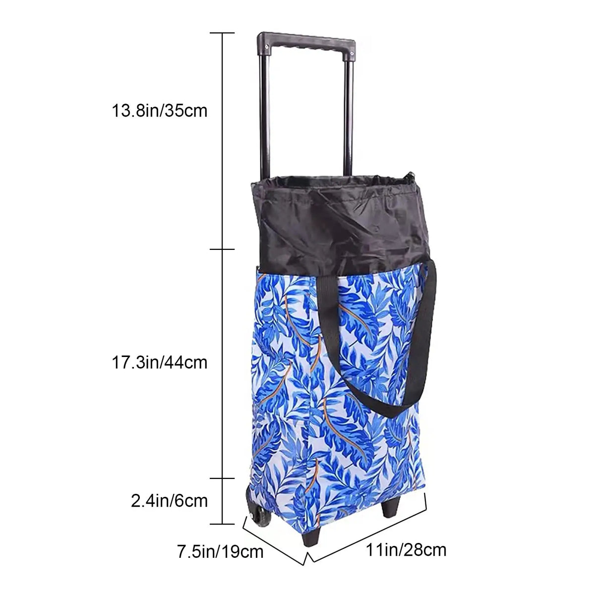 2-in-1 Folding Oxford Shopping Cart with 360° Swivel Wheels