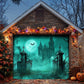 Haunted Cemetery Gate Halloween Garage Door Banner Decoration