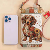 Dachshund Quilted Slim Phone Crossbody Bag