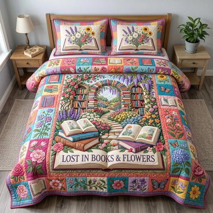 Floral Library Quilted Bedding Set