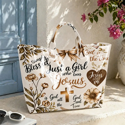 Faith Inspired Floral Print PVC Tote Bag