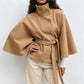 Women's Mandarin Collar Coat with Slanted Button Row