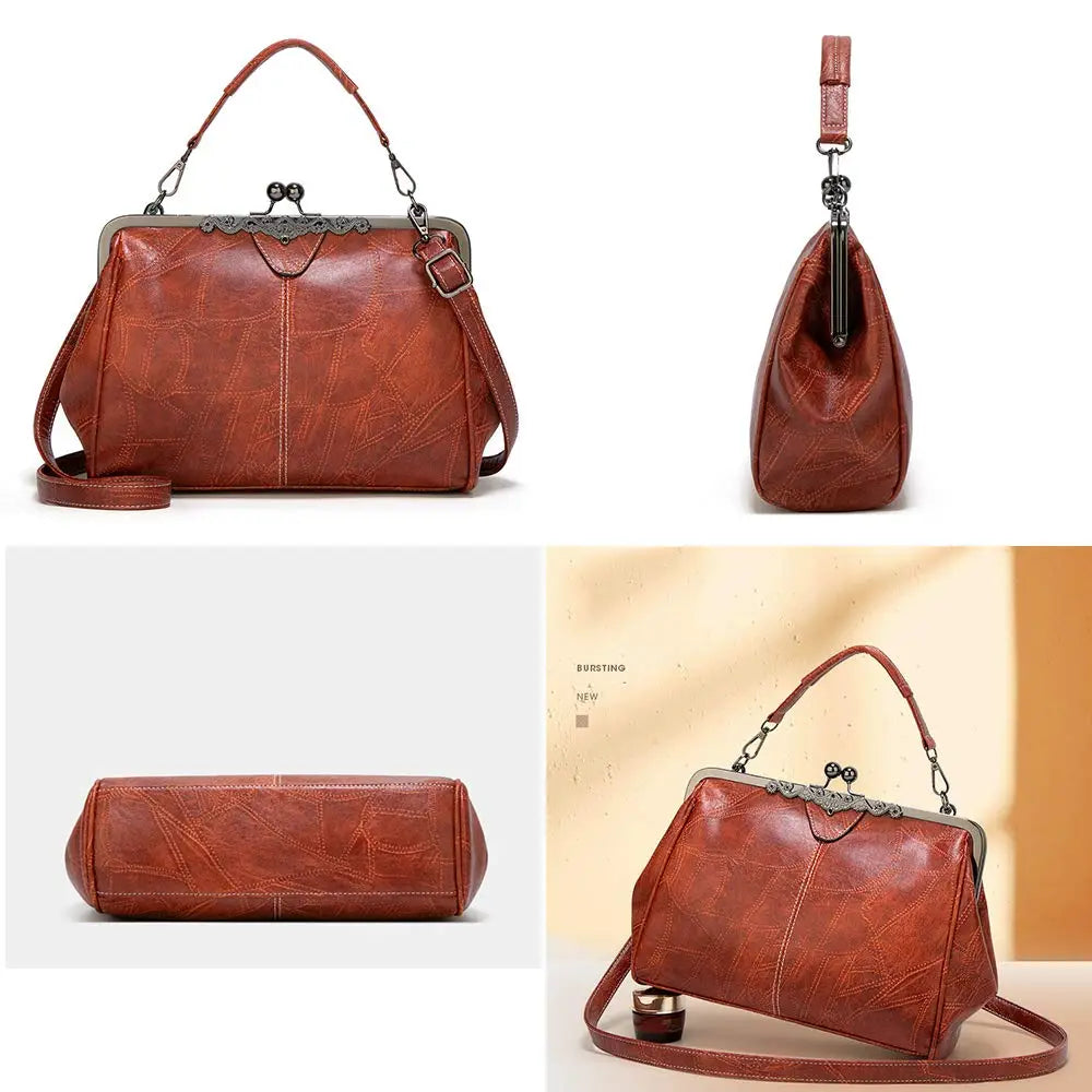 💼2026 New Kattee Elegant Waterproof Women’s Leather Kiss-Lock Tote Handbag