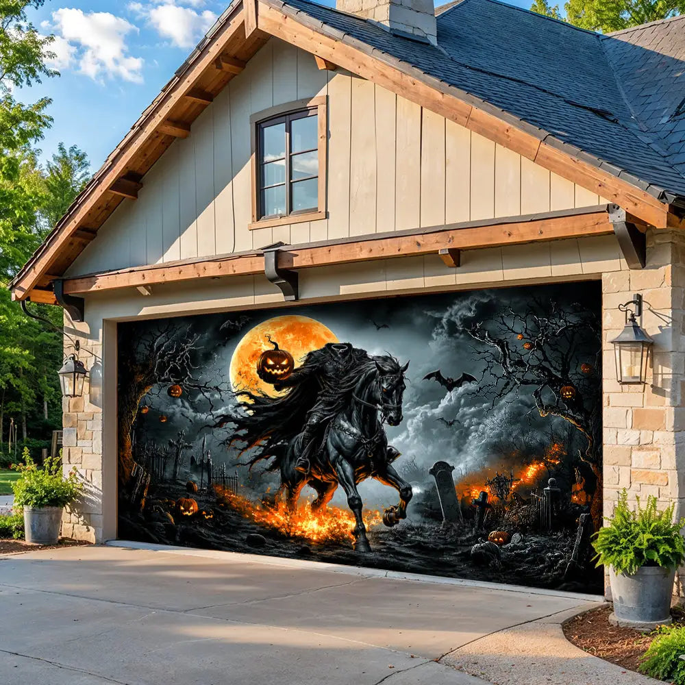 Legend Of The Headless Rider Halloween Garage Door Banner Decoration