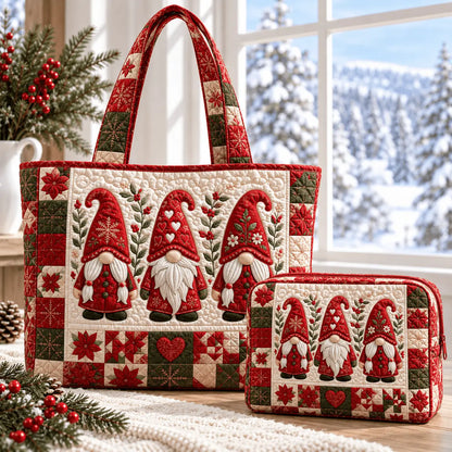 2pcs Gnome Quilted Tote Bag Set