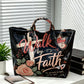 Black Base Rose Butterfly Print PVC Tote Bag