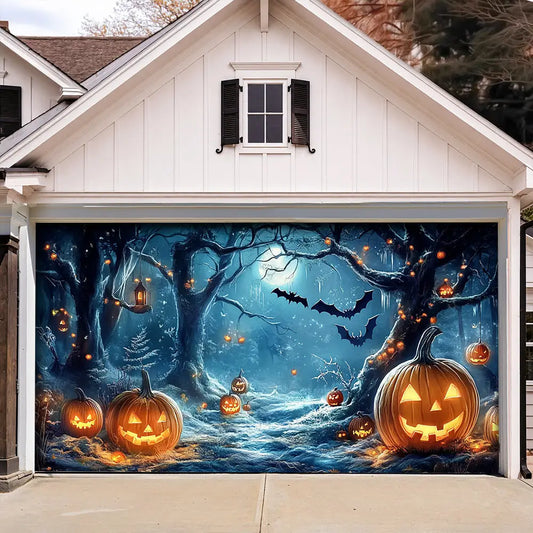 Whimsical Forest Midnight Halloween Garage Door Banner Decoration