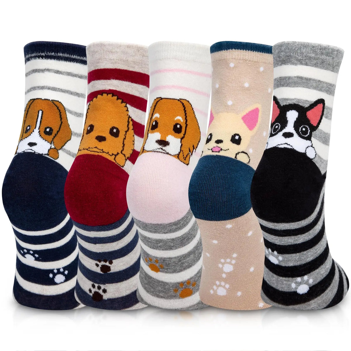 Cute Dog Animal Face Socks 5 Pairs