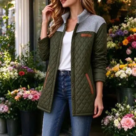 Women's Casual Color Blocked Cotton Padded Jacket