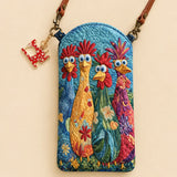 Colorful Chicken Quilted Slim Phone Crossbody Bag