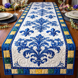 Blue Baroque Fleur Quilted Table Runner