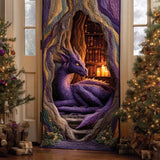Purple Dragon Cave Library Quilted Door Cover
