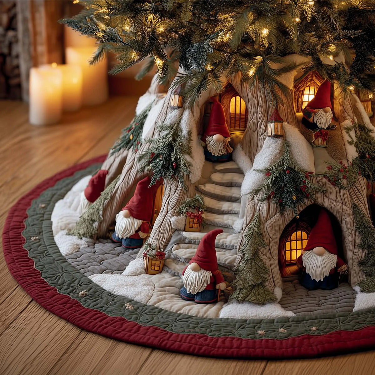 Snowy Gnome Quilted Tree Skirt