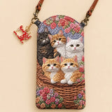 Basket Kittens Quilted Slim Phone Crossbody Bag