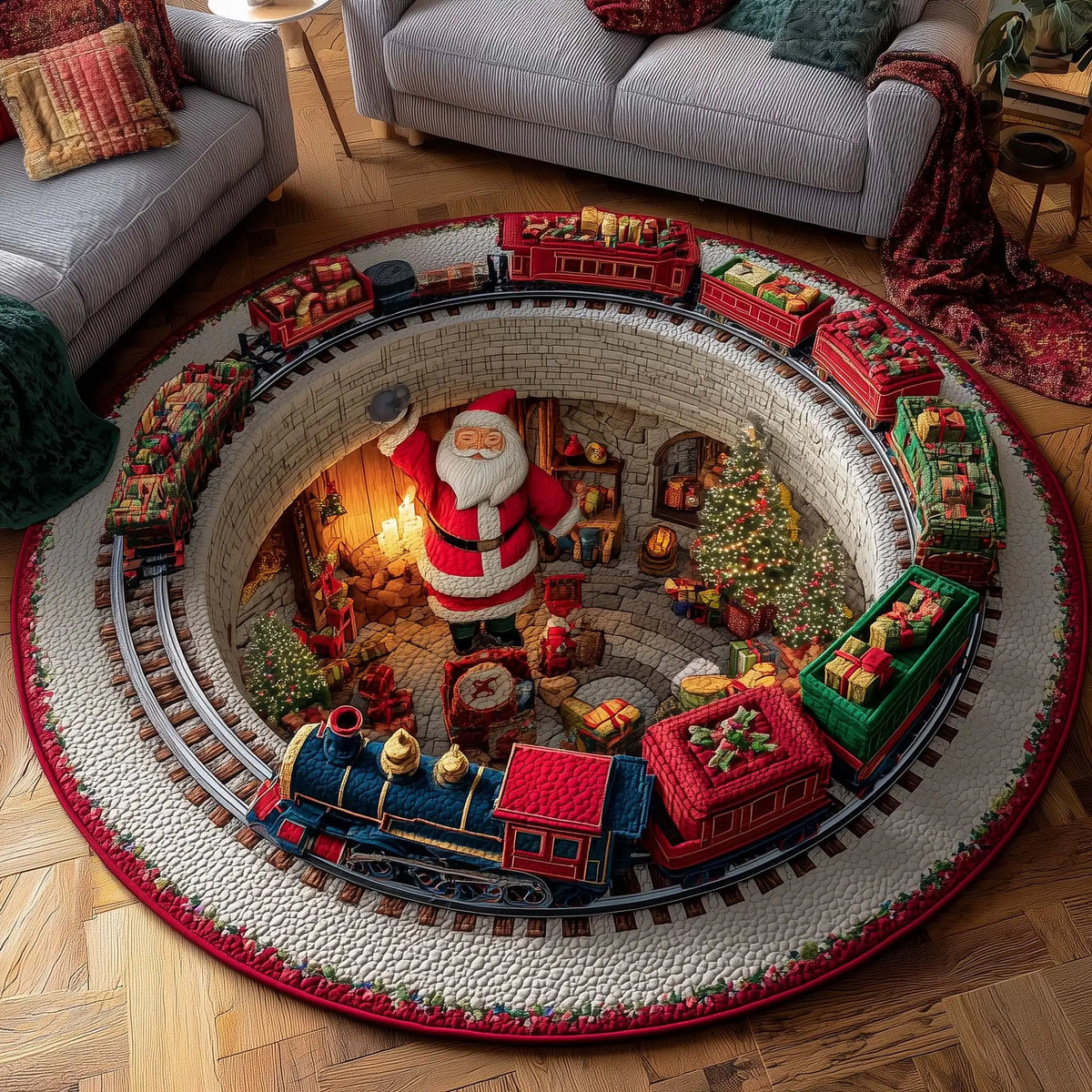 Holiday Gift Chaos Quilted Round Mat