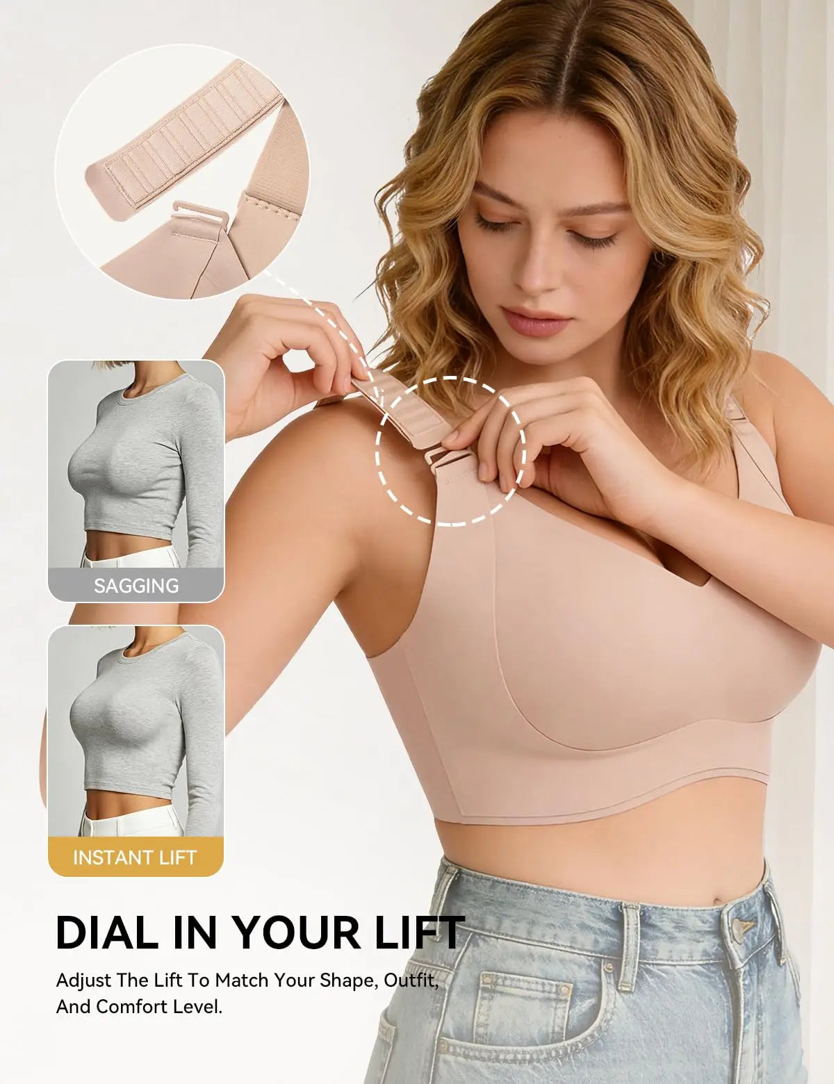 Adjustable Wireless Flexi-Lift Comfy Minimizer Bra