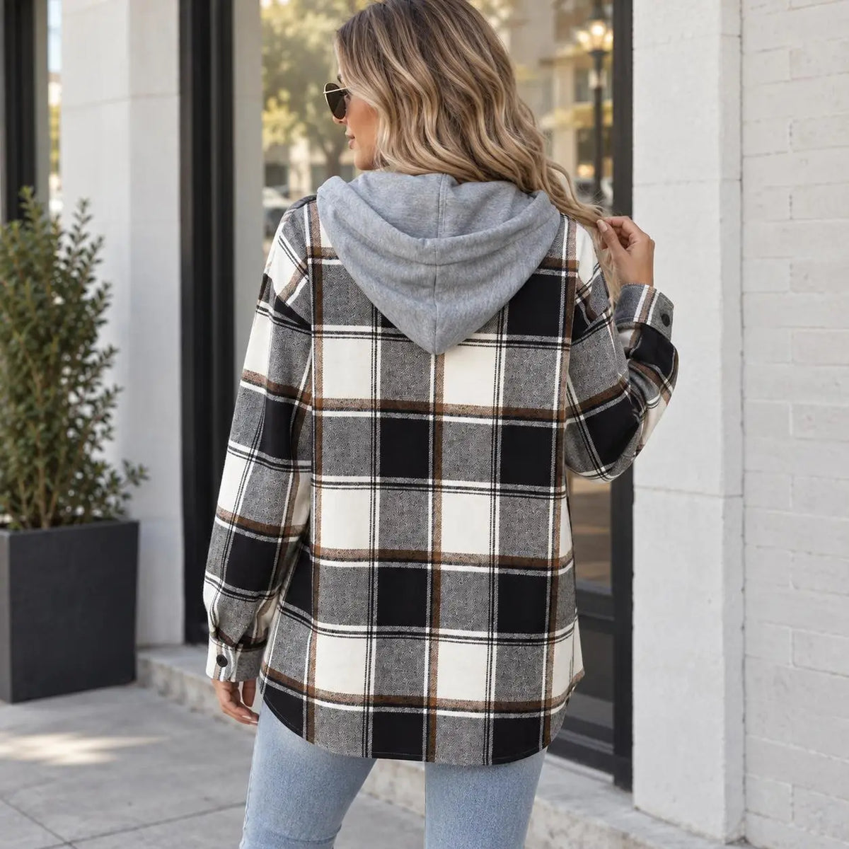 Women’s Plaid Hooded Zip-Up Jacket
