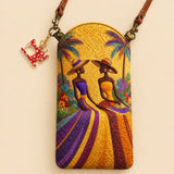 African Ladies Quilted Slim Phone Crossbody Bag