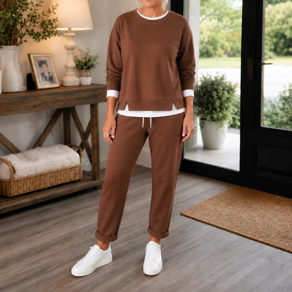 Wearbella – Side-Slit Sweatshirt And Jogger Set