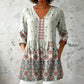 Flower Printing Long Blouse Eith A Striking Pattern