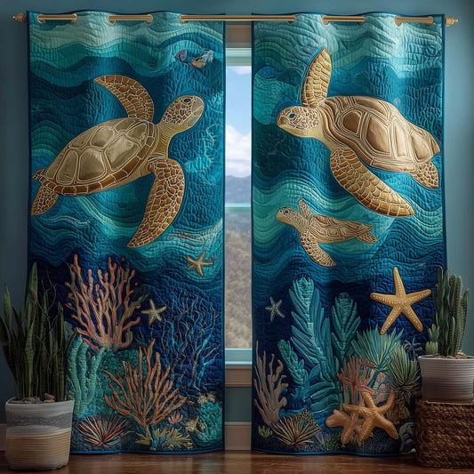 Turtle Reef Quilted Curtains