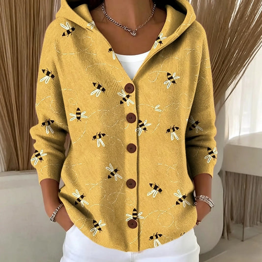 Elegant Button Hooded Sweater