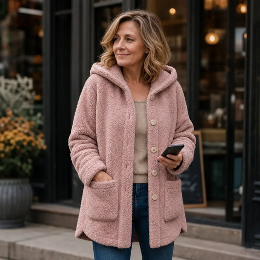 Button-Front Hooded Winter Jacket