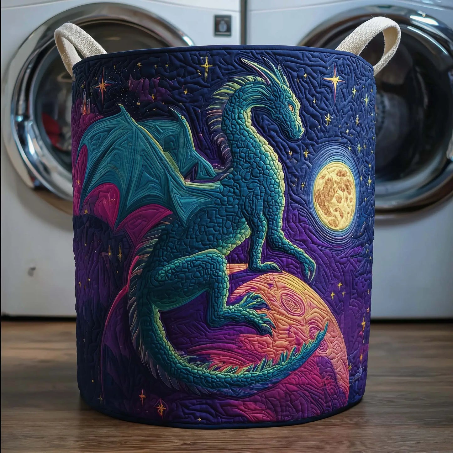 Starry Dragon Quilted Laundry Basket