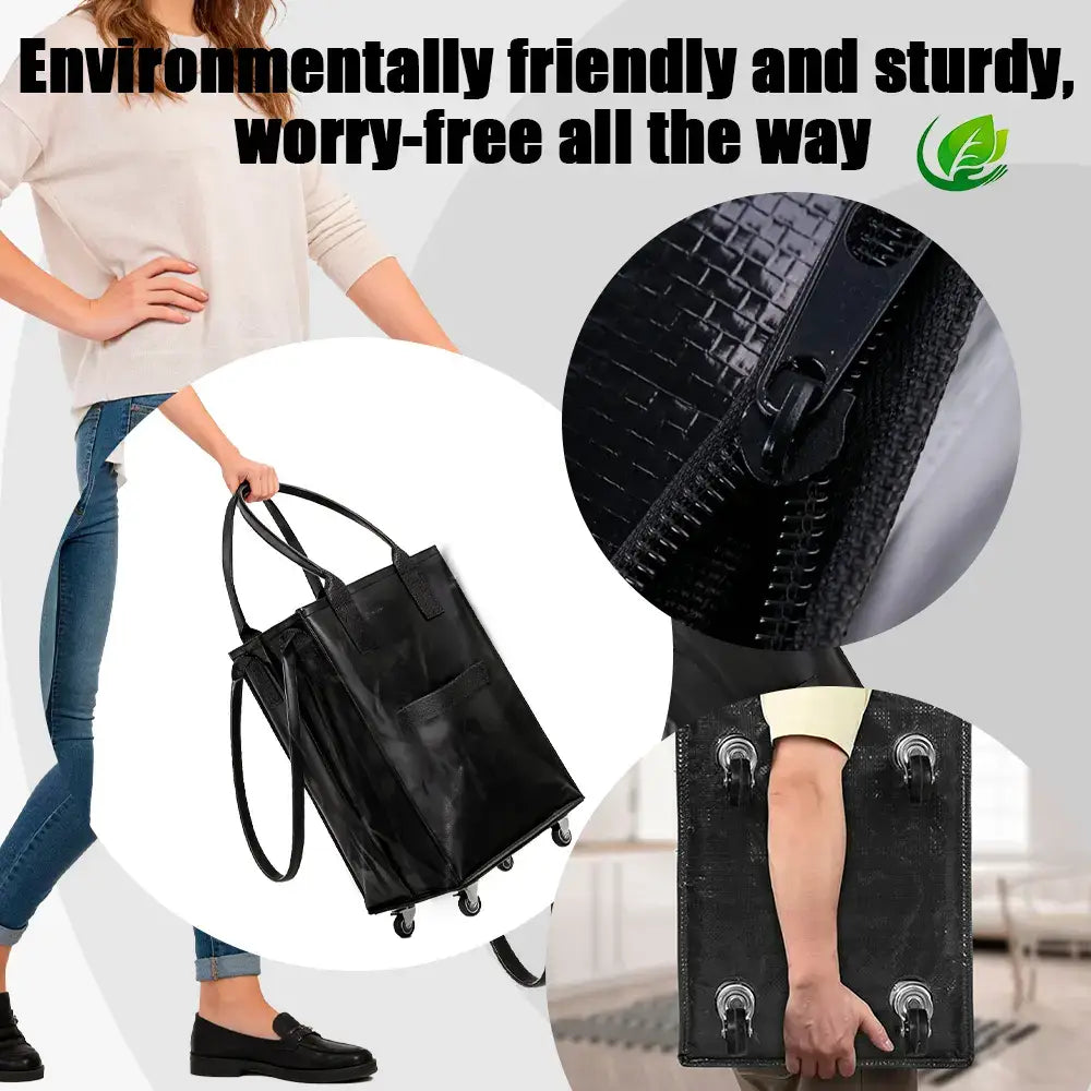 Reusable Rolling Grocery Bag with Wheels