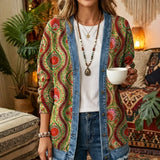 Bohemian Mandala Paisley Floral 3D Digital Printing Denim Shirt