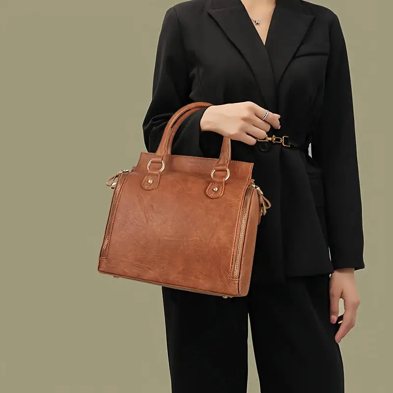 Retro PU Leather Handbag with Multi Card Slot