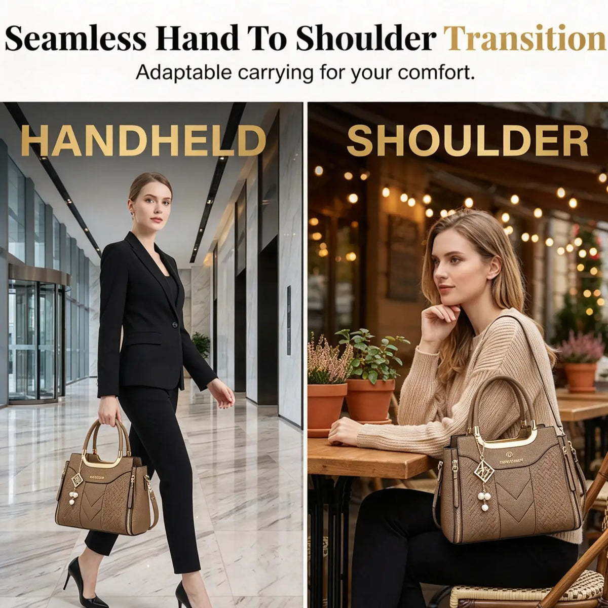 3 PCS Women's Elegant Embroidered Pattern Tote Bag
