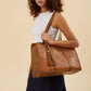 Vintage Embossed Leather Laptop Tote Set