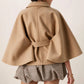 Women's Mandarin Collar Coat with Slanted Button Row