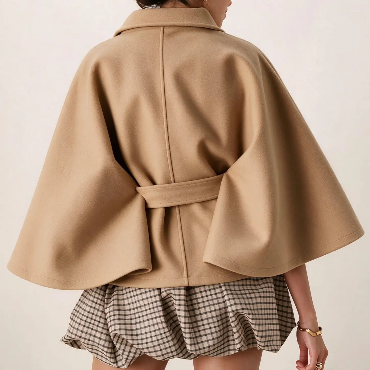 Women's Mandarin Collar Coat with Slanted Button Row