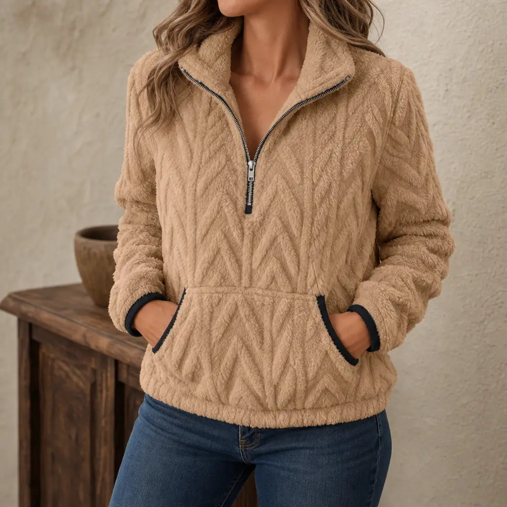Full Size Fleece Half Zip Sweatshirt