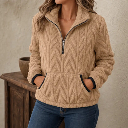 Full Size Fleece Half Zip Sweatshirt