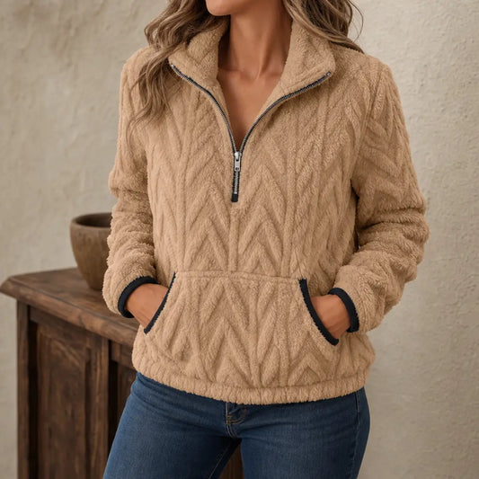 Full Size Fleece Half Zip Sweatshirt