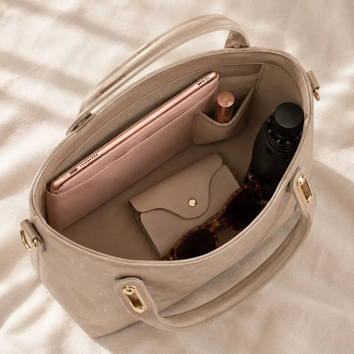 4-Piece PU Leather Tote Crossbody Matching Handbag Set