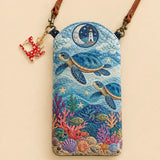 Sea Turtle Lighthouse Quilted Slim Phone Crossbody Bag
