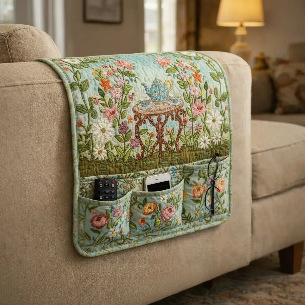 Garden Tea Table Quilted Sofa Armrest Organizer
