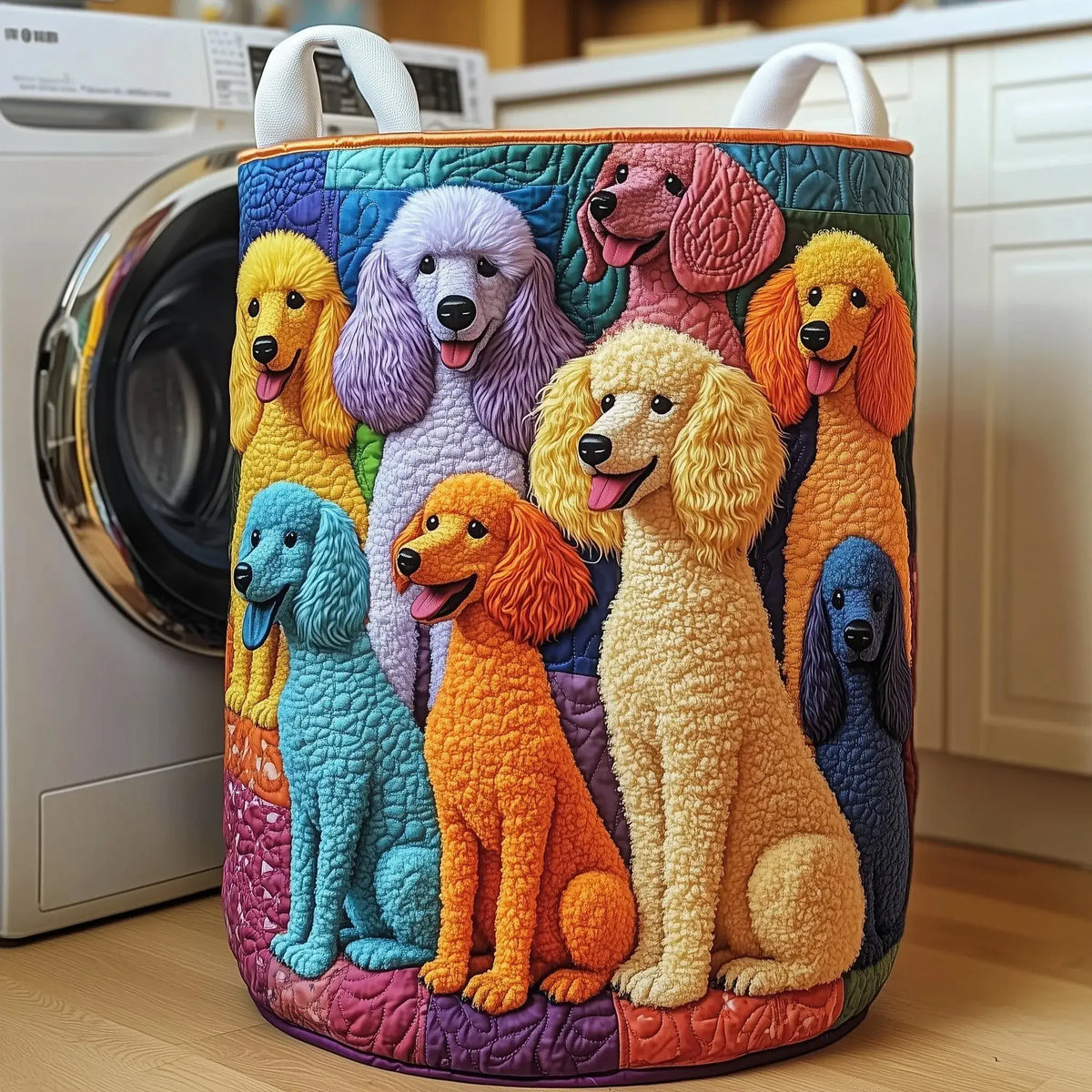Poodle Charm Quilted Laundry Basket