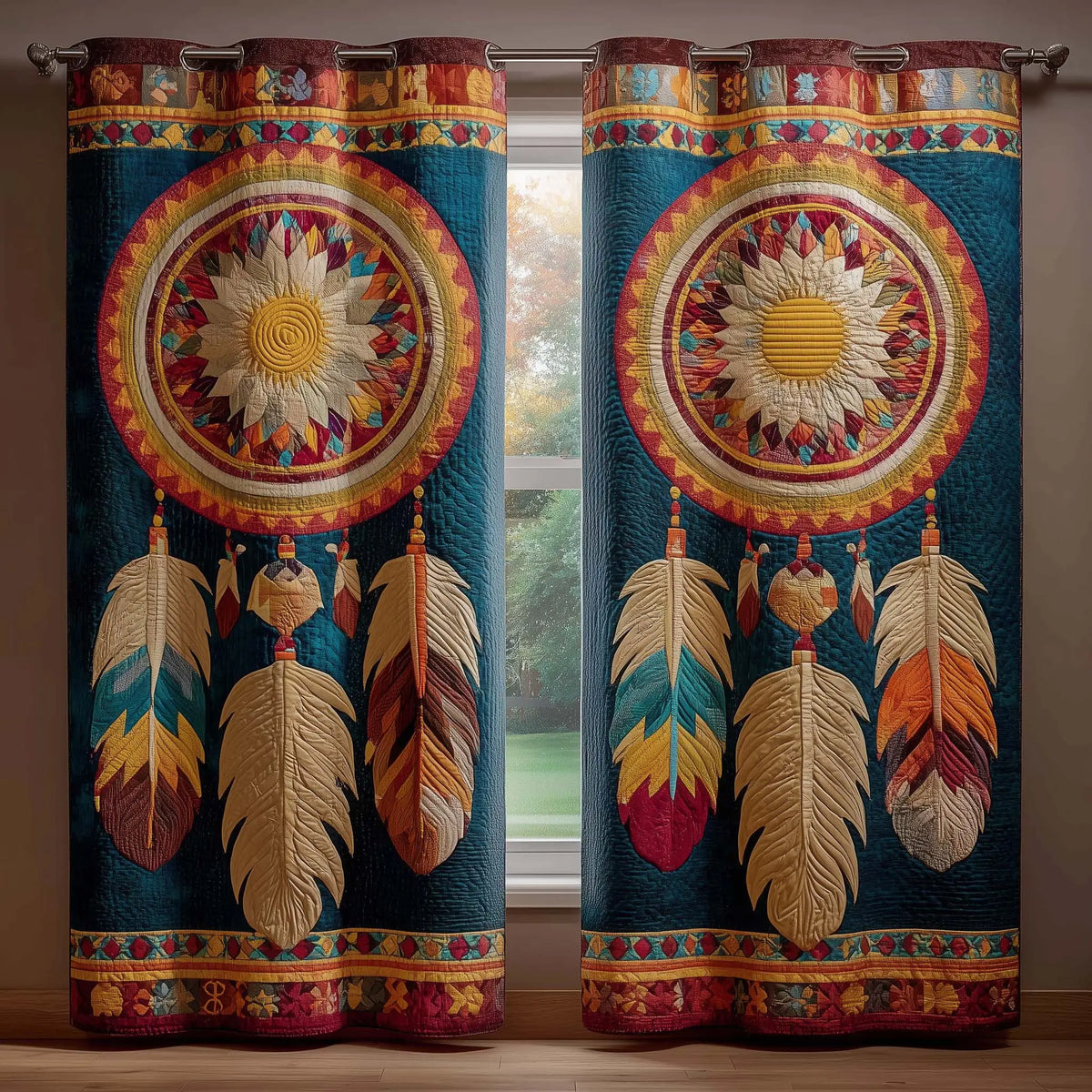 Sacred Dreamcatcher Quilted Curtains
