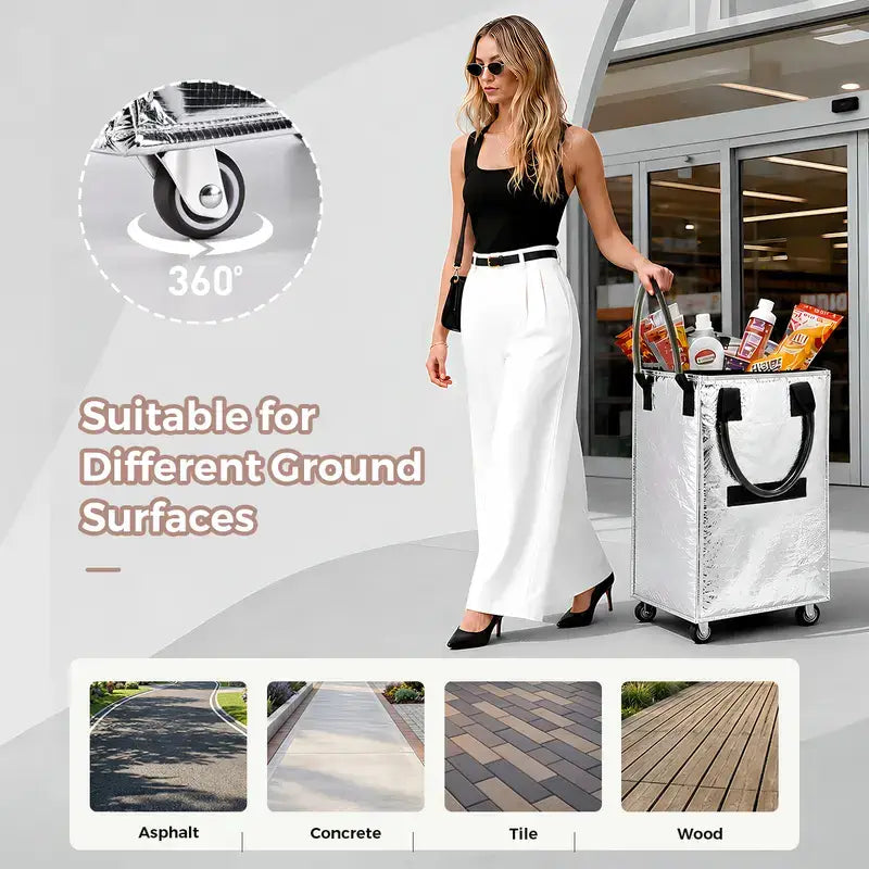 Reusable Rolling Grocery Bag with Wheels