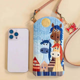 Three Horses Quilted Slim Phone Crossbody Bag
