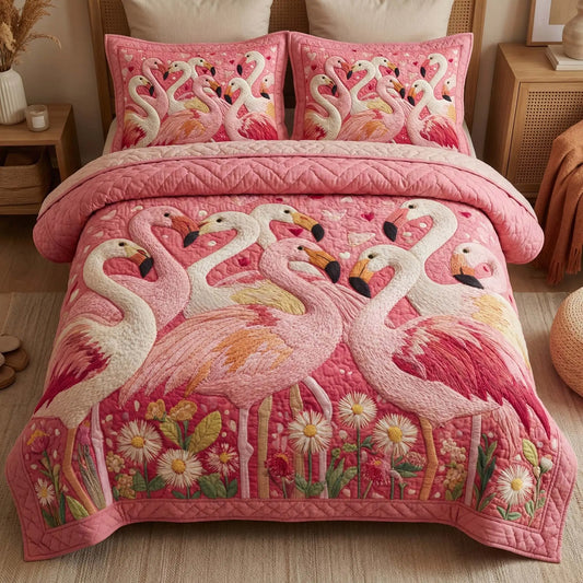 Pink Parade Quilted Bedding Set