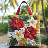 Sunset Hibiscus Handmade Tote Bag
