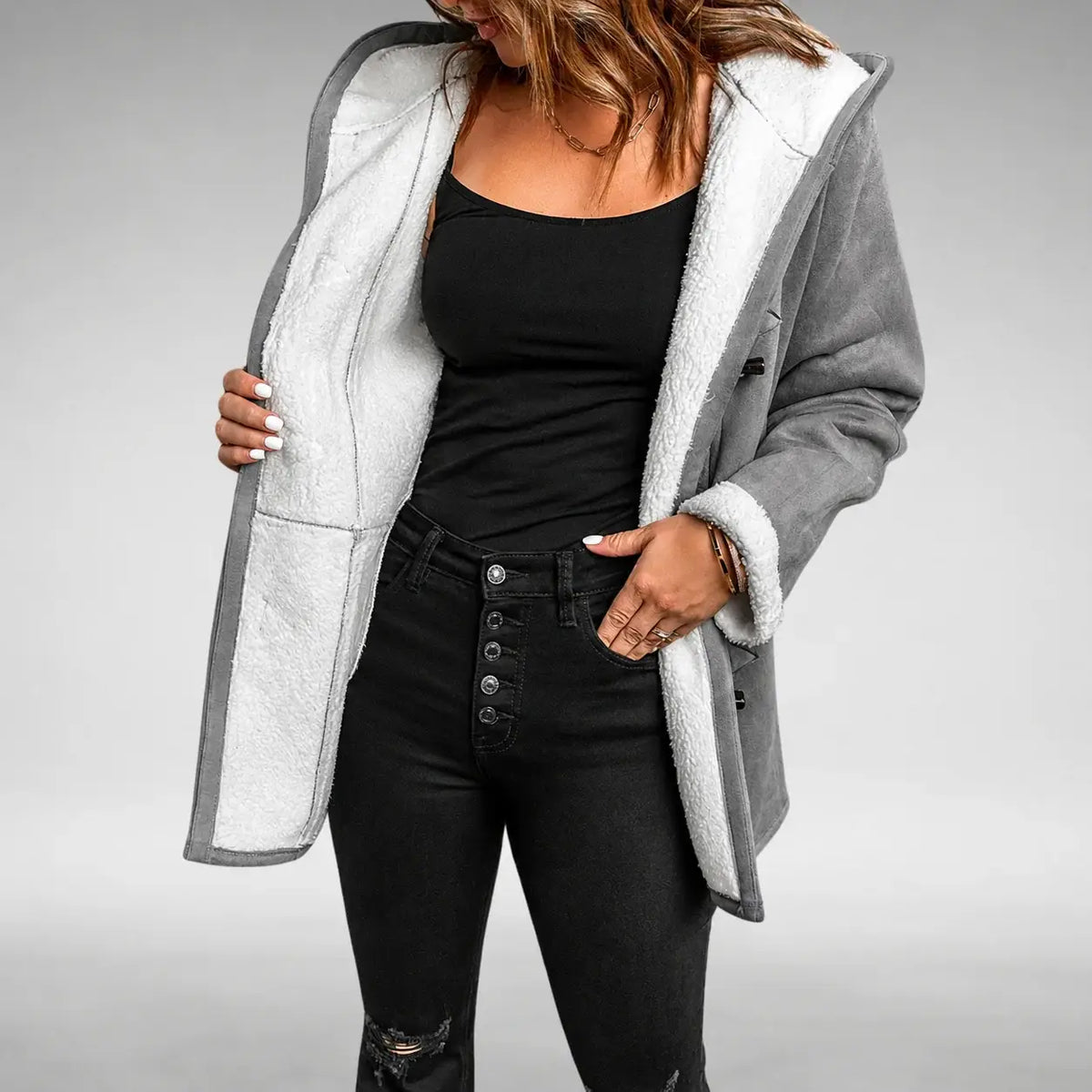 Cozy Sherpa Lined Toggle Coat with Hood