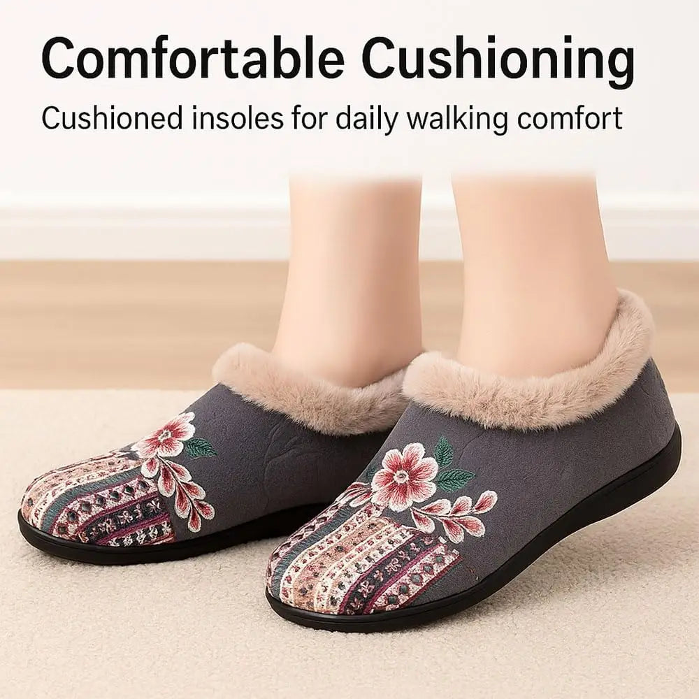 Women’s Winter Ankle Floral Embroidered Shoes