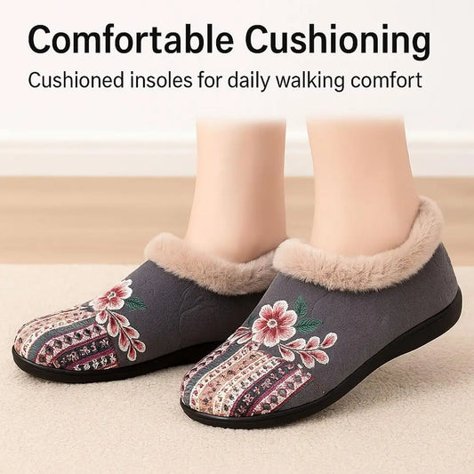 Women’s Winter Ankle Floral Embroidered Shoes